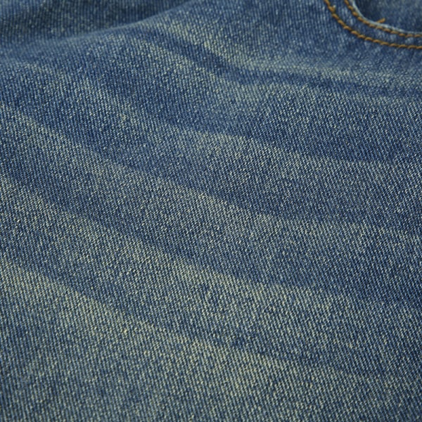 V-formad rem med hög midja, lösa, raka, enkla, grundläggande och mångsidiga jeansbyxor för kvinnor blå M