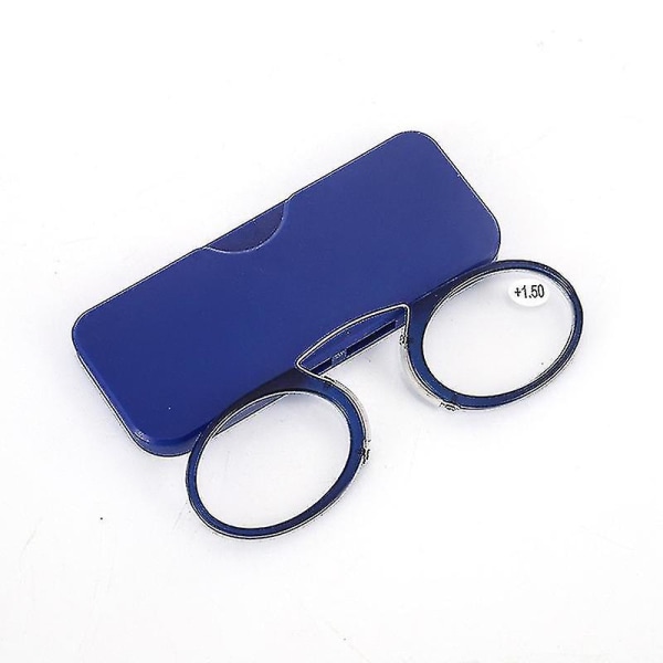 Mini Clip Nose Bridge Läsglasögon 1,0 till 2,5 Bärbara presbyopiska glasögon Blå 1.5