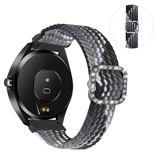 20mm Universal nylon + strassi solki kellon hihna - Musta Väri Black