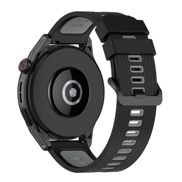 22 mm silikonstripeformet stropp for Huawei / Samsung / Garmin - Svart / Grå Silver grey