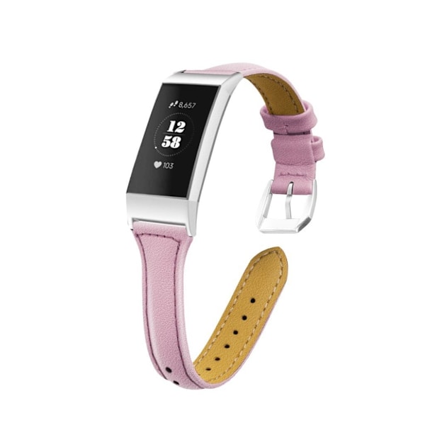 Fitbit Charge 3 T-format klockband av äkta läder - Rosa Rosa