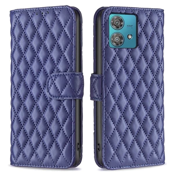 Rhombus mat Motorola Edge 40 Neo flip etui - Blå Blue