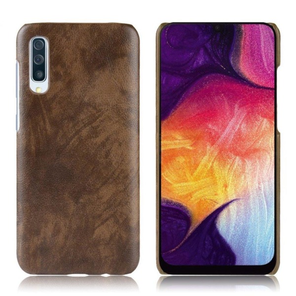 Samsung Galaxy A50 litchi coated fodral - Kaffe Brun