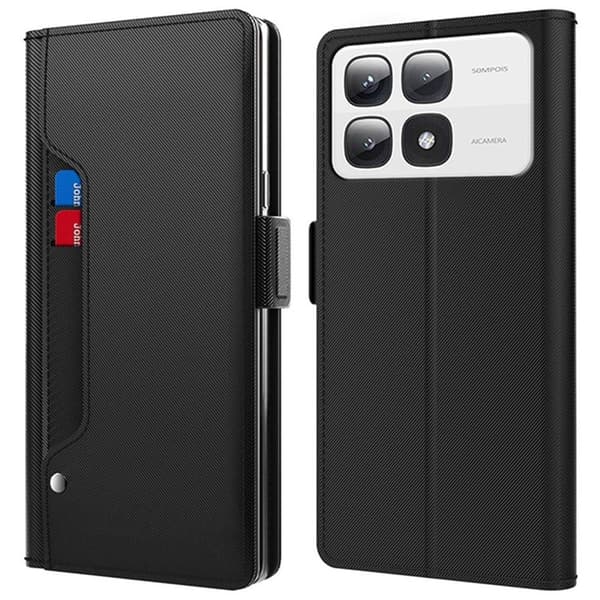 Xiaomi 14T Pro etui med makeup-spejl i smart design - Sort Black