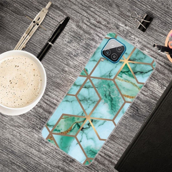 Marble design Samsung Galaxy M62 / Samsung Galaxy F62 cover - Smaragdfarvet Terningemønster Green