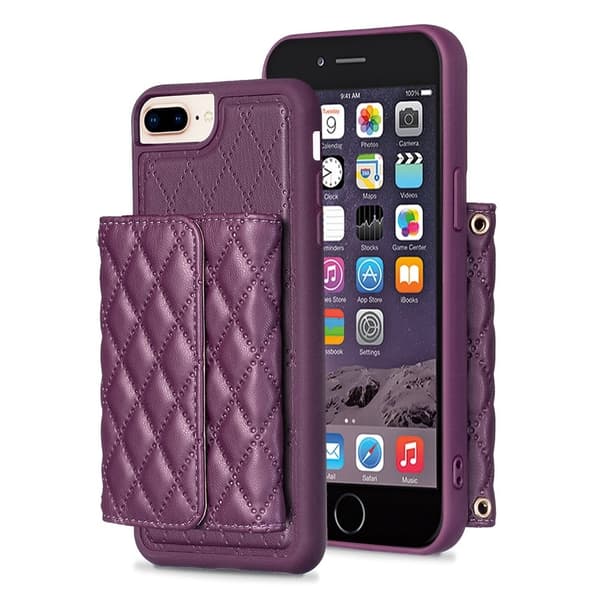 Funksjonelt rombe lommebokdeksel for iPhone 7 Plus / iPhone 6 Plus / 6S Plus - Lilla Purple