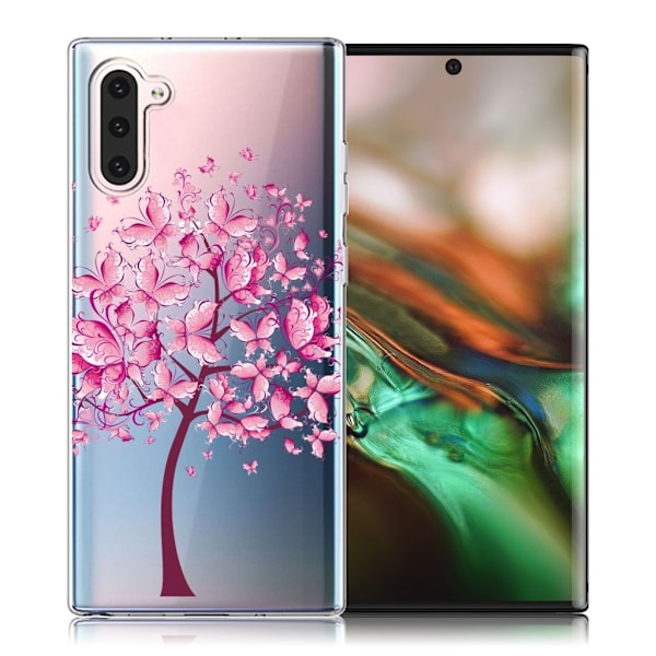 Butterfly läder Samsung Galaxy Note 10 fodral - Rosa Rosa