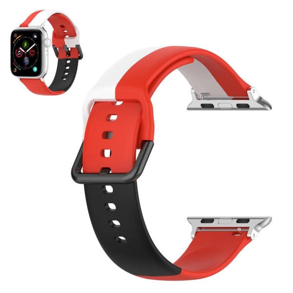 Apple Watch Series 6 / 5 40mm three color silicone watch band - Red / White / Black multifärg