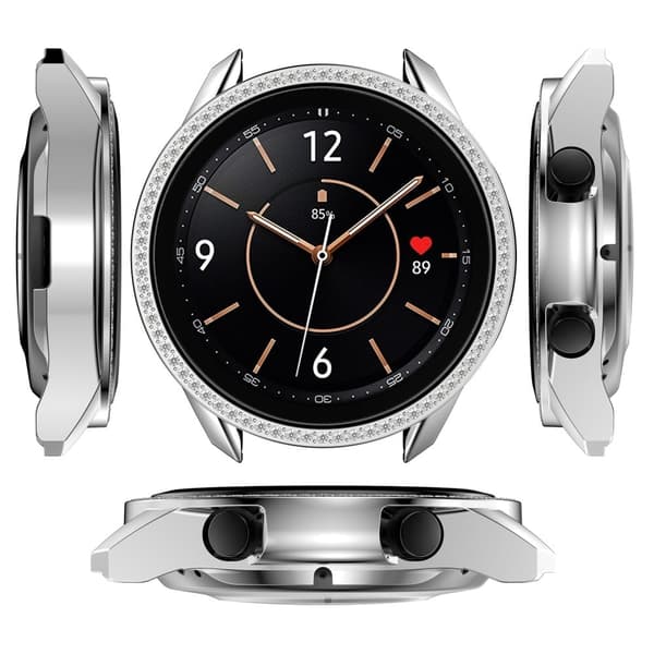 Glitterdeksel med rhinestone til Samsung Galaxy Watch 3 (41 mm) - Sølv Silver grey