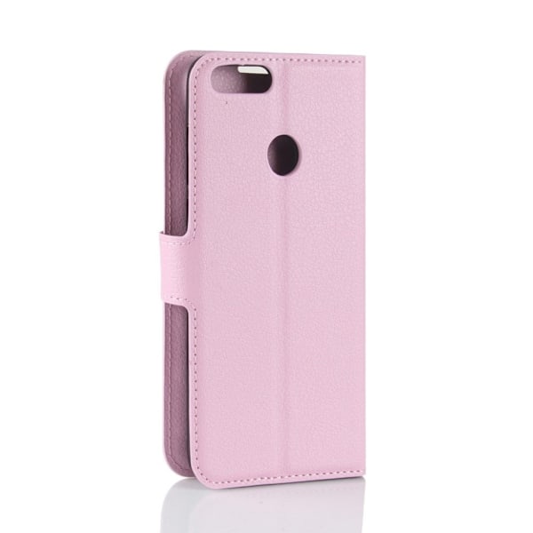 Huawei P Smart etui i læder med kortholder - Lyserød Pink