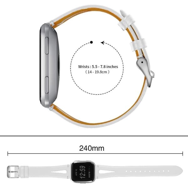 Urrem i ægte læder til Fitbit Versa - Hvid White