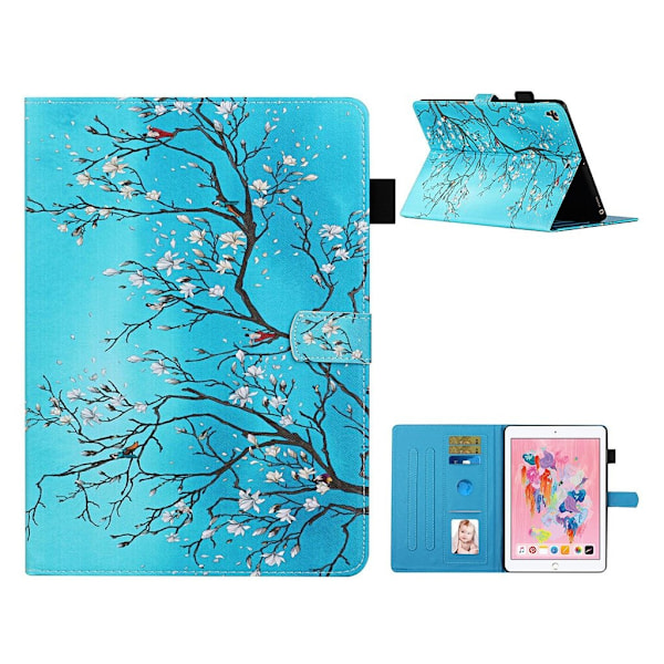 Mønstertryk Læder Kortlommer Cover Case iPad 9.7-inch (2018) / Air (2022) / (2020) / (2019) / Air (2013) / Air 2 - Blomst Træ Multicolor