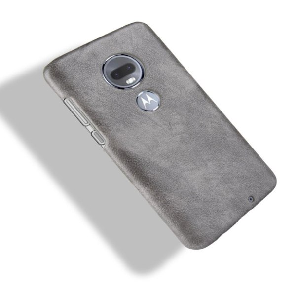 Motorola Moto G7 litchi textur läderfodral - grå Silvergrå