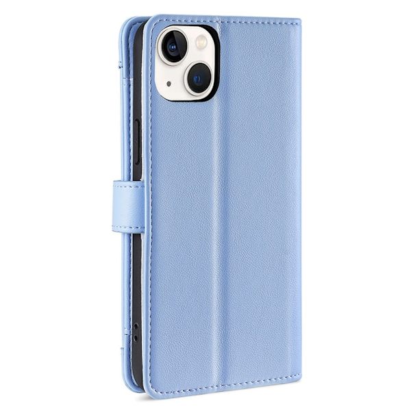 iPhone 15 Plus plånboksfodral i veganskt läder - Blå Blå