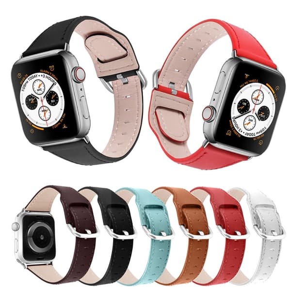 Apple Watch (45 mm) stilfuld urrem i ægte læder - Sort Black