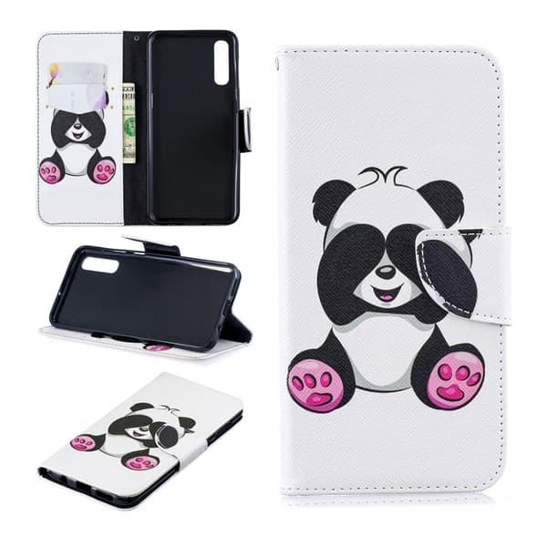 Samsung Galaxy A50 mønster læretui - Cute Panda Multicolor
