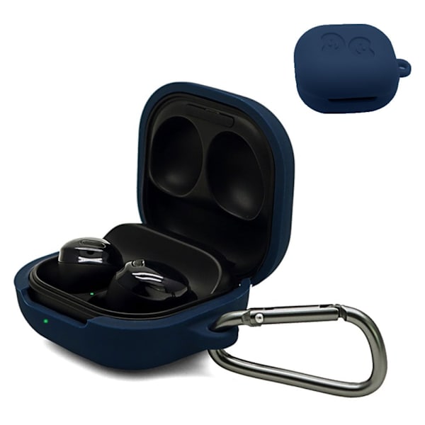 Samsung Galaxy Buds Pro silikonfodral med spänne - Midnattsblå Blå