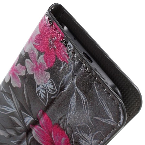 Moberg Samsung Galaxy J1 Læder Etui Med Stander Og  Kortholder - Livlige Blomster Multicolor