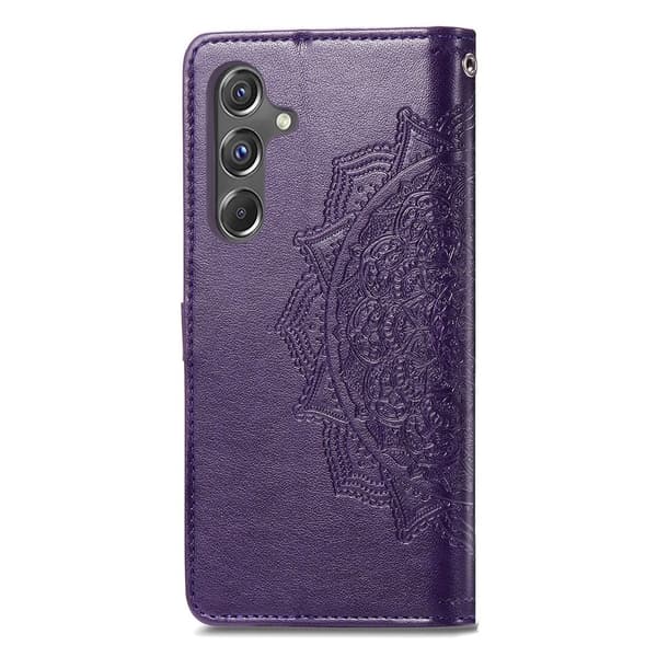 Mandala läder Samsung Galaxy A15 fodral - Lila Lila