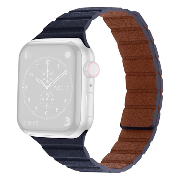 Apple Watch Series 8 (41mm) dubbelfärgat klockarmband i äkta läder - Spindle Blå Blå