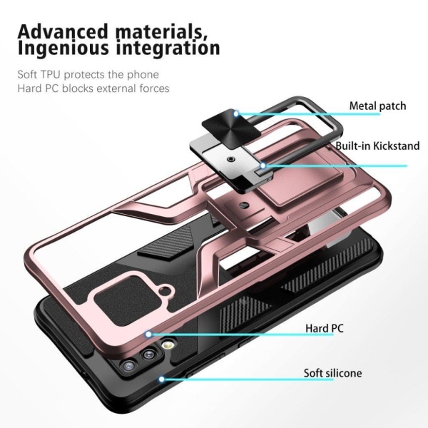 Shockproof Hybrid Cover med Kickstand til Samsung Galaxy A42 5g - Rødguld Pink