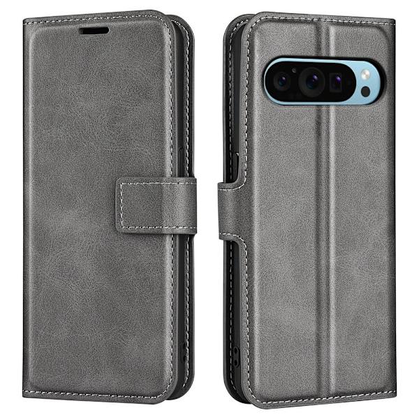 Google Pixel 9 nahkainen lompakokkotelo - Harmaa Silver grey