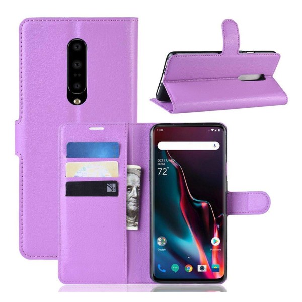 OnePlus 7 Pro litchi nahkakotelo - Violetti Purple