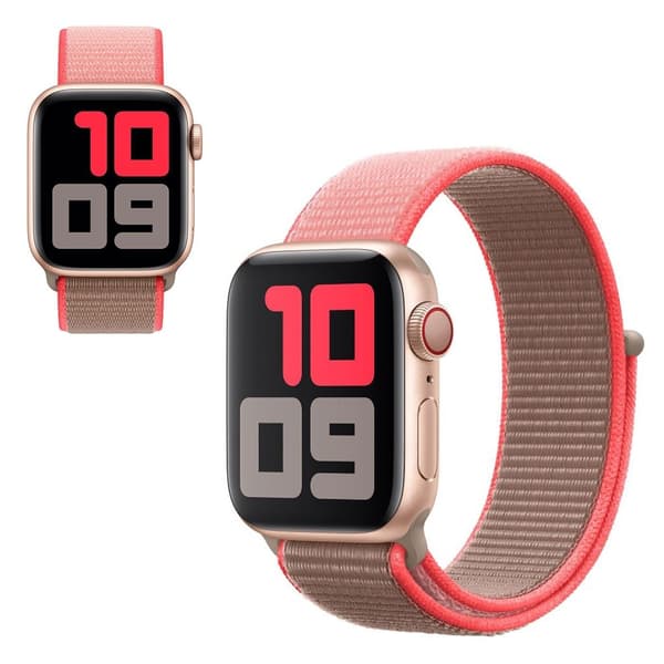 Apple Watch Series 5 40mm solid color nylon klockarmband - rosa / ljusbrun Rosa