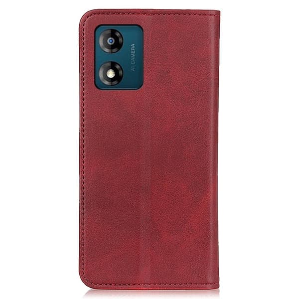 Flip Etui med Pung i Ægte Læder til Motorola Moto E13 - Rød Red