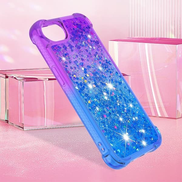 iPhone 16e Flexible Case Gradient Quicksand telefonbagcover - Lilla + Himmelblå Purple