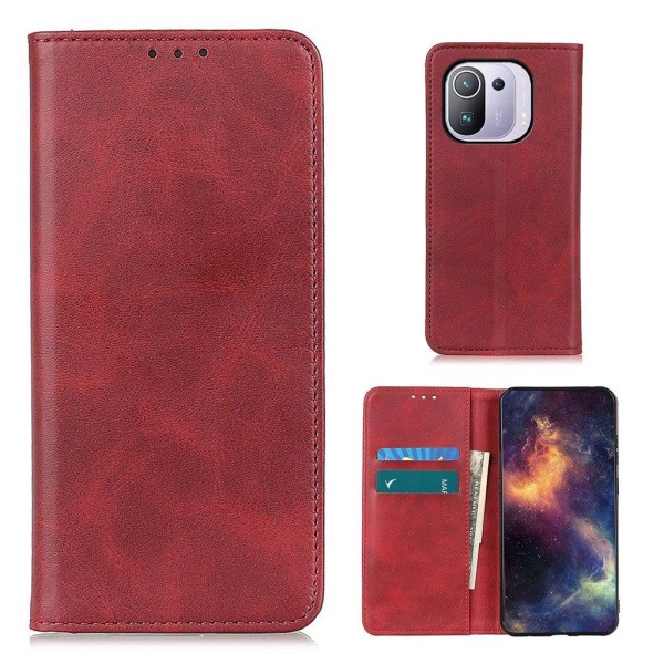 Wallet-style ægte Læder Flipcase til Xiaomi Mi 11 Pro - Rød Red