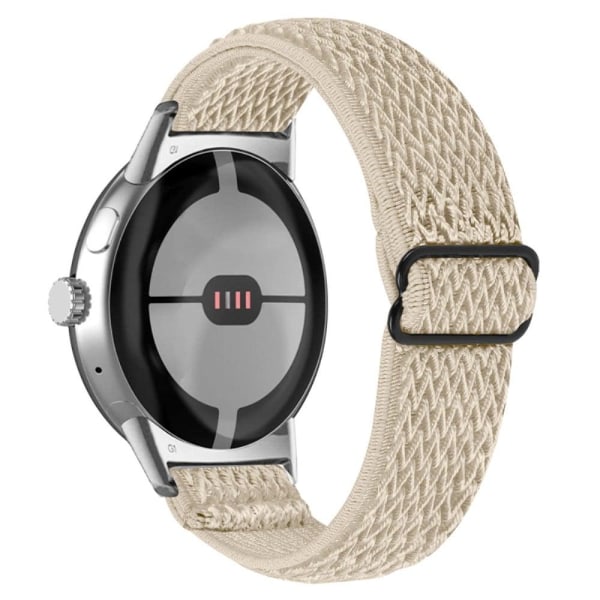 Elastic woven style watch strap for Google Pixel Watch with silv Vit
