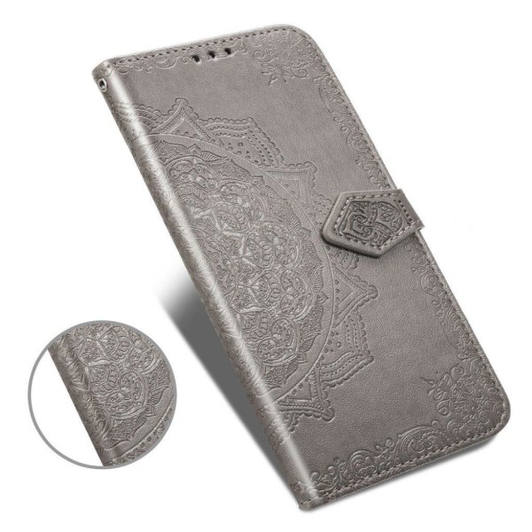 Mandala Huawei P40 Pro Flip kotelot - Harmaa Silver grey