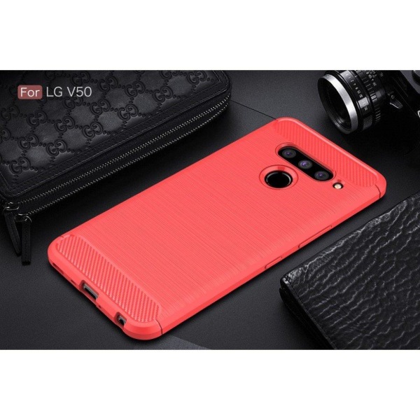 Carbon Flex LG V50 ThinQ cover - Rød Red