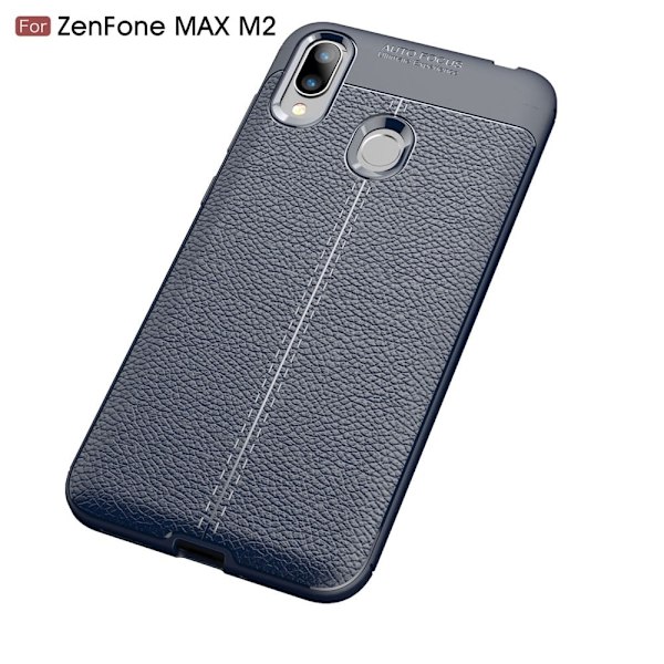 Asus ZenFone Max (M2) litchi etui - Mørkeblå Blue