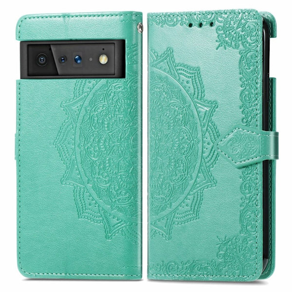Mandala läder Google Pixel 6 fodral - Grön Grön