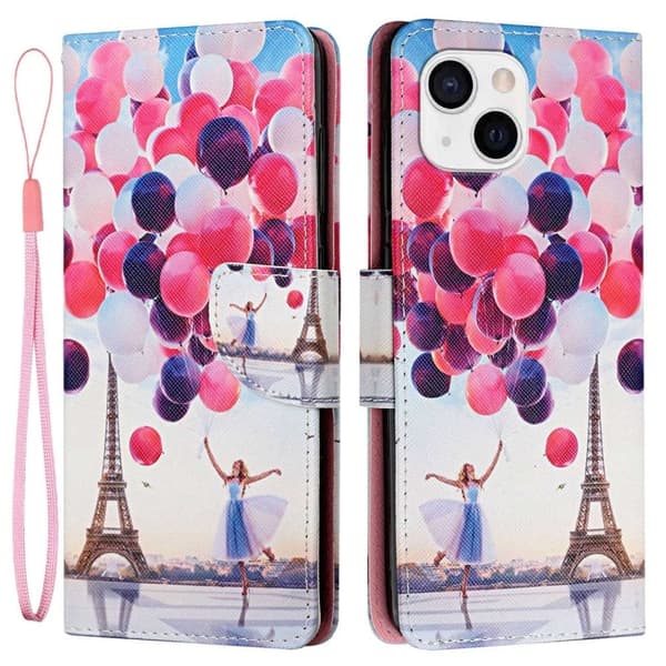 Wonderland iPhone 14 Flippetui - Ballong / Tower Pink