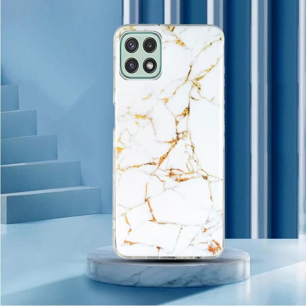 Marble Samsung Galaxy A22 5G Etui - Hvit White