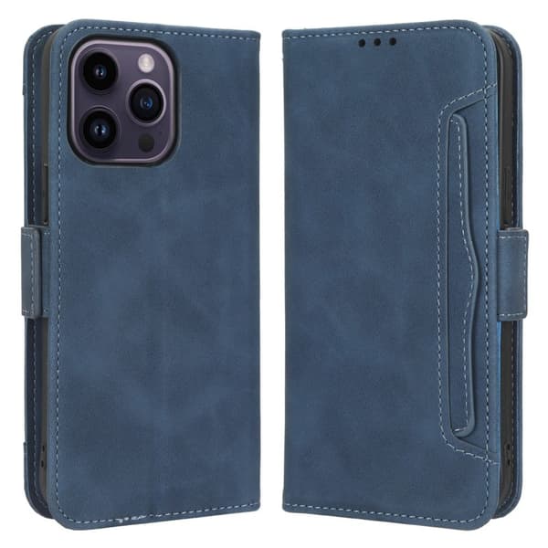 Stilig Læretui med Lommebok til iPhone 15 Pro - Blå Blue