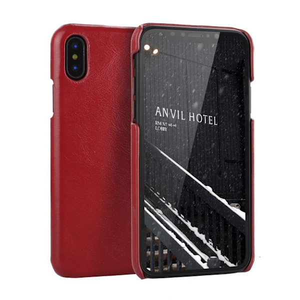 iPhone Xs Max retro etui i ægte læder - Rød Red