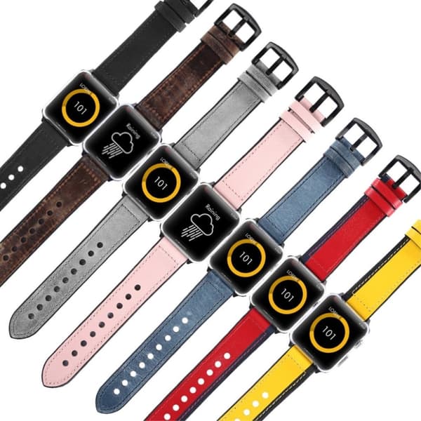 Apple Watch Series 5 40mm ægte læder silikone Urrem - Grå Silver grey