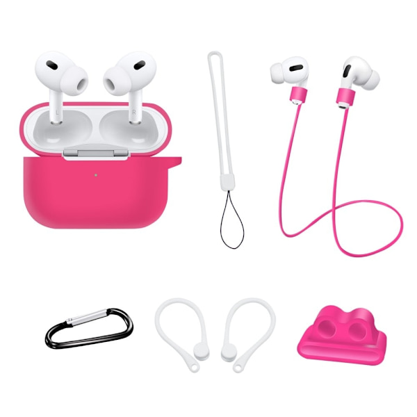 AirPods Pro 2 silikoneovertræk med tilbehørssæt - Rose Pink