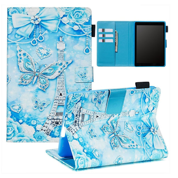 Amazon Kindle Paperwhite 4 (2018) / Kindle Paperwhite -kuvioinen nahkainen kotelo - Eiffel-Torni Blue
