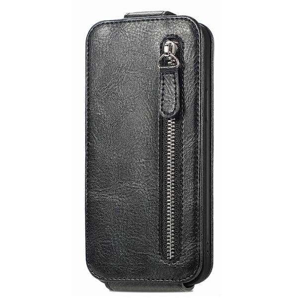 Vertical Flip Phone Etui med Zipper til Google Pixel 7 - Sort Black