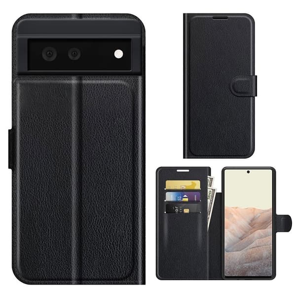 Klassisk Google Pixel 6 flip etui - Sort Black