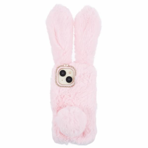Fluffy Rabbit iPhone 15 skal - Rosa Rosa