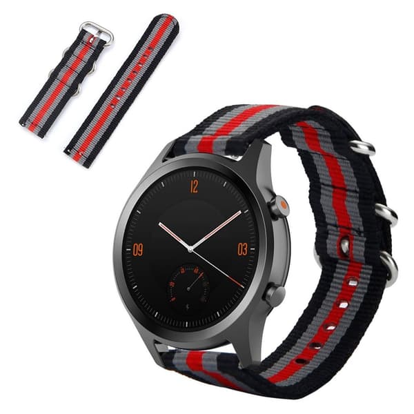 Nylon ranneke TicWatch C2 kellolle - Musta / Harmaa / Punainen / Musta / Harmaa Multicolor