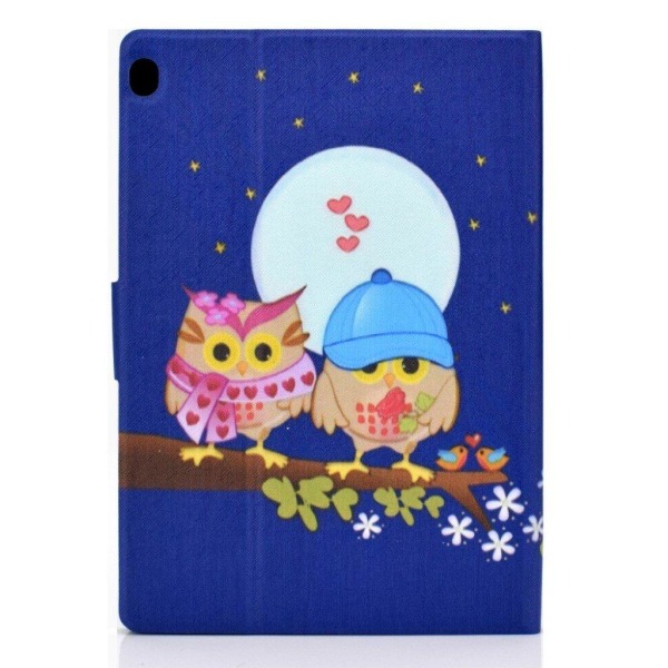 Lenovo Tab M10 pattern printing leather case - Couple Owls Multicolor