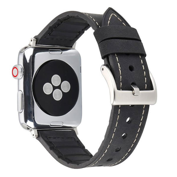 Apple Watch Series 4 44mm Læderbelagt Urrem - Sort Black