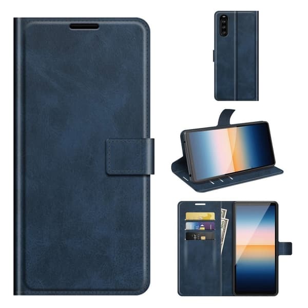 Wallet-style Lær Etui til Sony Xperia 10 III - Blå Blue